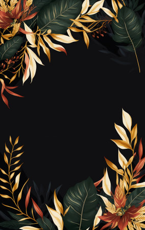 Floral leaves invitation wedding template with spaceの写真素材