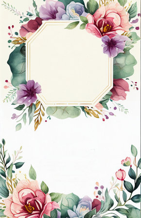Watercolor Floral Invitation Card Templateの写真素材