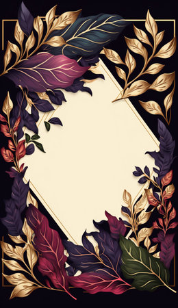 Floral leaves invitation wedding template with spaceの写真素材