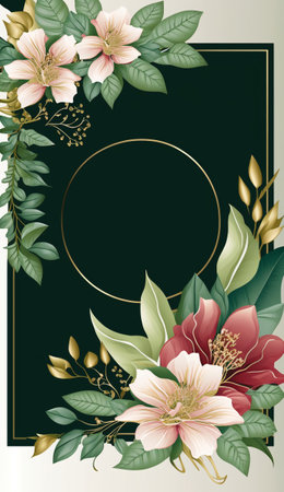 Floral invitation card template with spaceの写真素材