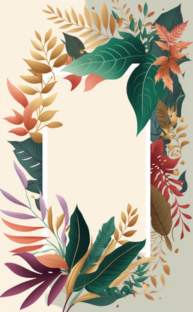Colorful floral leaf invitation card template with spaceの写真素材
