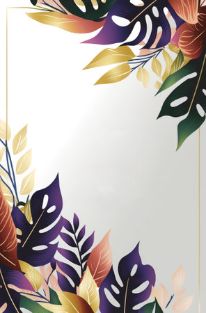 Colorful floral leaf invitation card template with spaceの写真素材