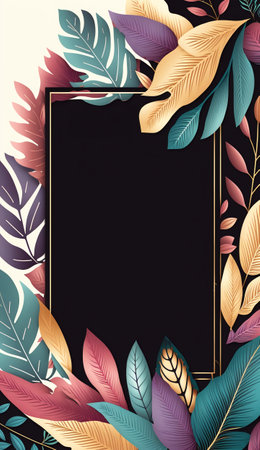 Colorful floral leaf invitation card template with spaceの写真素材