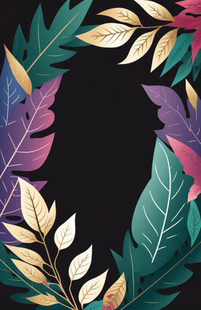 Colorful floral leaf invitation card template with spaceの写真素材