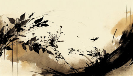 Ink painting Chinese classical Tang poetry style backgroundの写真素材