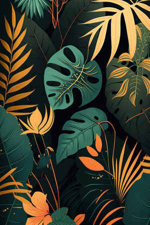 2D flat leaf pattern backgroundの写真素材