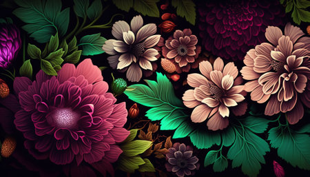 illustration art flower pattern backgroundの写真素材