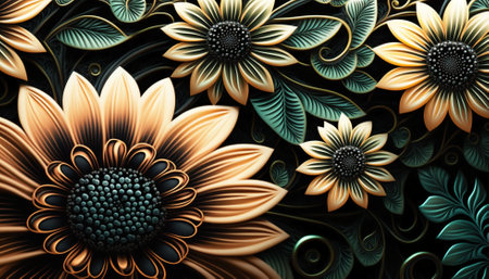illustration art flower pattern backgroundの写真素材