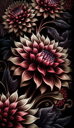 illustration art flower pattern backgroundの写真素材