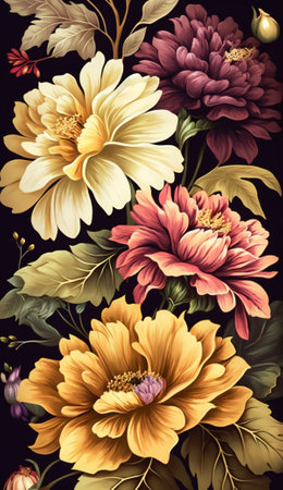 illustration art flower pattern backgroundの写真素材