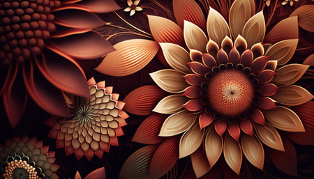 illustration art flower pattern backgroundの写真素材