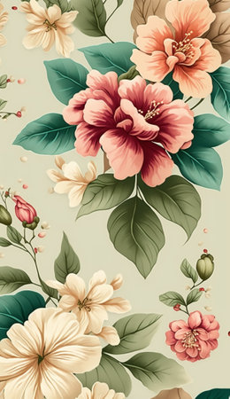 illustration art flower pattern backgroundの写真素材