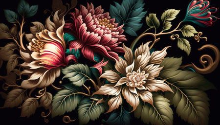 illustration art flower pattern backgroundの写真素材