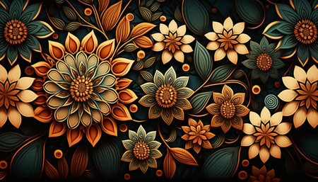 illustration art flower pattern backgroundの写真素材