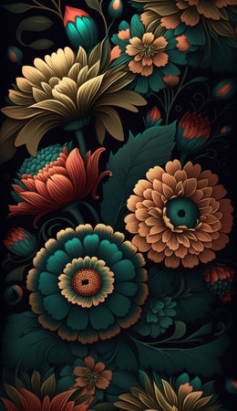 illustration art flower pattern backgroundの写真素材