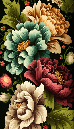 illustration art flower pattern backgroundの写真素材
