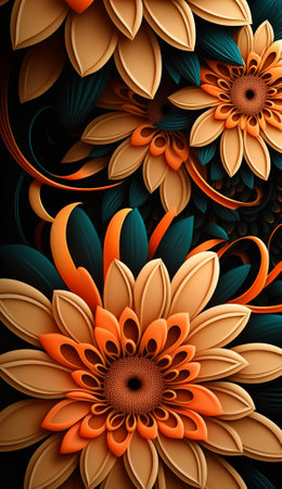 illustration art flower pattern backgroundの写真素材