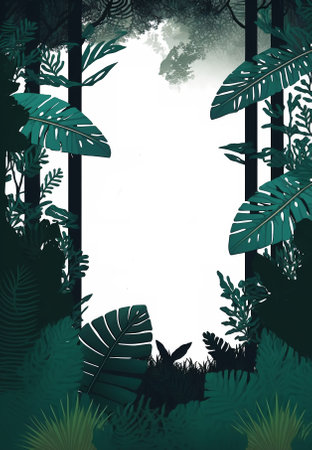2d flat rainforest style invitation cardの写真素材