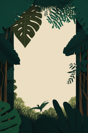 2d flat rainforest style invitation cardの写真素材