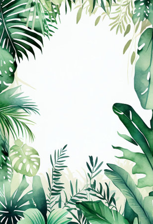 Watercolor small amount Tropical Jungle Backgroundの写真素材