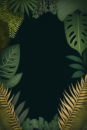 2d flat rainforest style invitation cardの写真素材