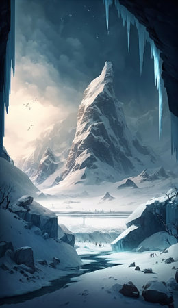 Snow and ice land caveの写真素材