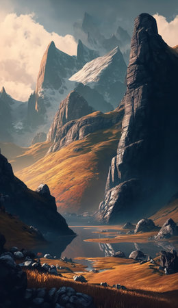 Background image of hills mountains and cliffsの写真素材