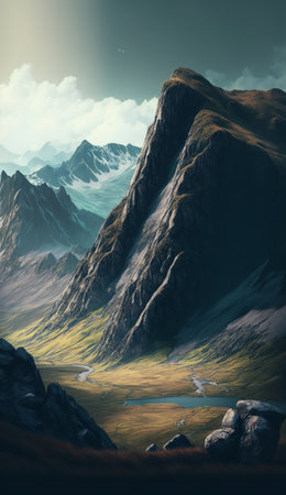 Background image of hills mountains and cliffsの写真素材