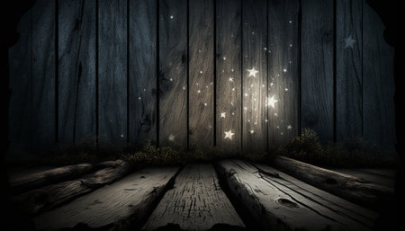 Beautiful wood plank starry sky, Generative AIの素材