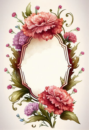 Watercolor Mothers Day decorative carnation frameの写真素材