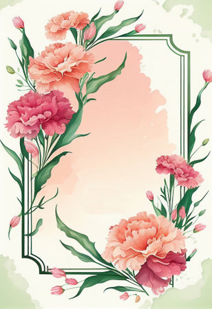 Watercolor Mothers Day decorative carnation frameの写真素材
