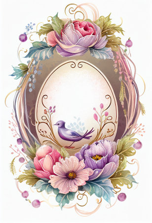 Watercolor Mothers Day decorative ornate frameの写真素材