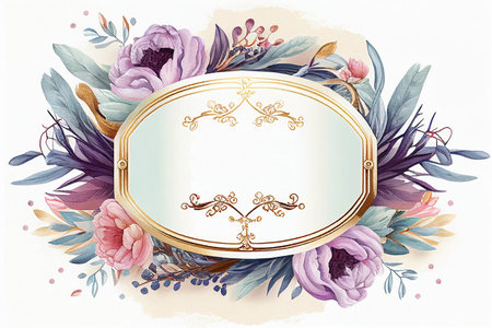 Watercolor Mothers Day decorative ornate frameの写真素材