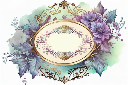Watercolor Mothers Day decorative ornate frameの写真素材