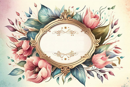 Watercolor Mothers Day decorative ornate frameの写真素材