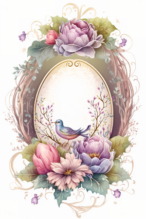 Watercolor Mothers Day decorative ornate frameの写真素材