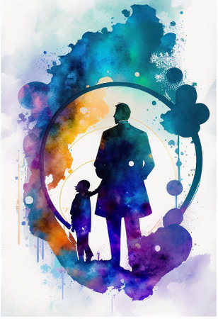 watercolor abstract painting father day abstract illustrationの写真素材