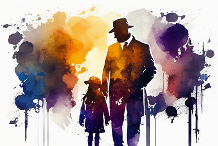 watercolor abstract painting father day abstract illustrationの写真素材