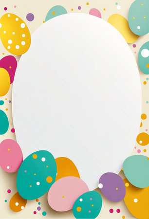 2d flat colorful Easter invitation card white backgroundの写真素材