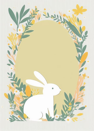 2d flat colorful Easter invitation card white backgroundの写真素材