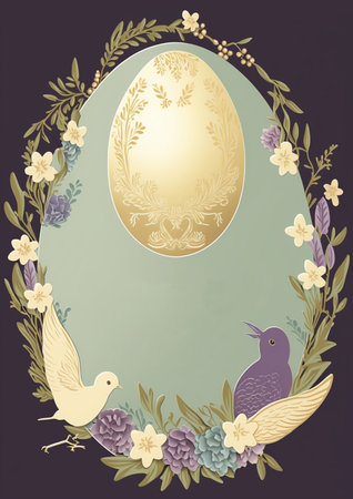 2d flat colorful Easter invitation card white backgroundの写真素材