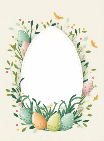 2d flat colorful Easter invitation card white backgroundの写真素材