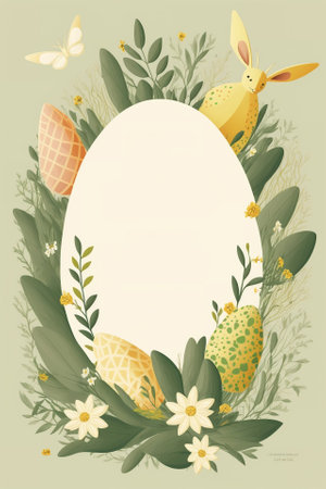 2d flat colorful Easter invitation card white backgroundの写真素材