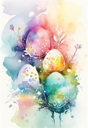 Easter watercolor abstract background for business designの写真素材