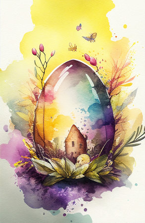 Easter watercolor abstract background for business designの写真素材