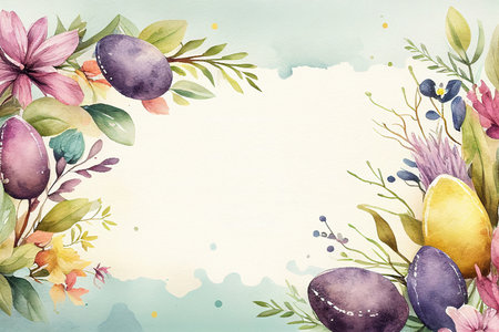 Watercolor easter decorative ornate frameの写真素材