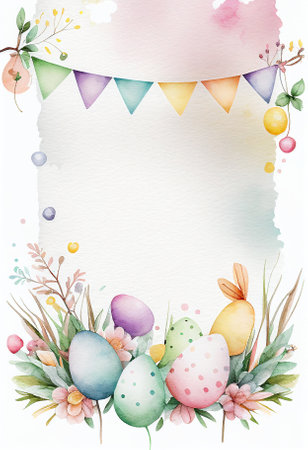 Watercolor easter decorative ornate frameの写真素材