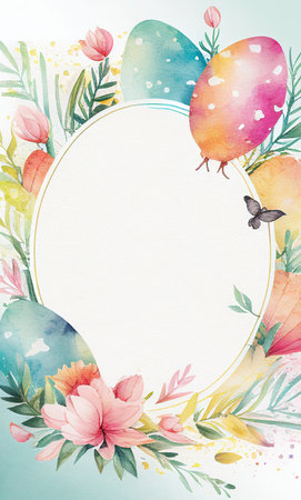 Watercolor easter decorative ornate frameの写真素材