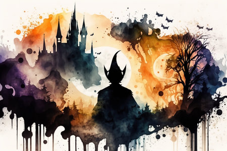 Halloween watercolor abstract background for business designの写真素材