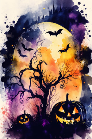 Halloween watercolor abstract background for business designの写真素材